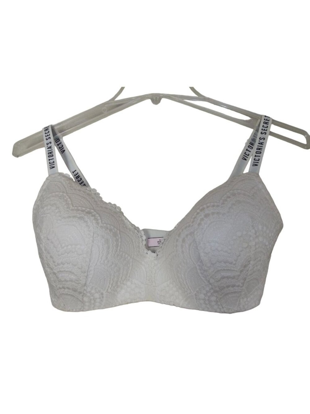 Victorias Secret Bra Womens 36DDD Off-White Lace Lined-No Wire cross back straps